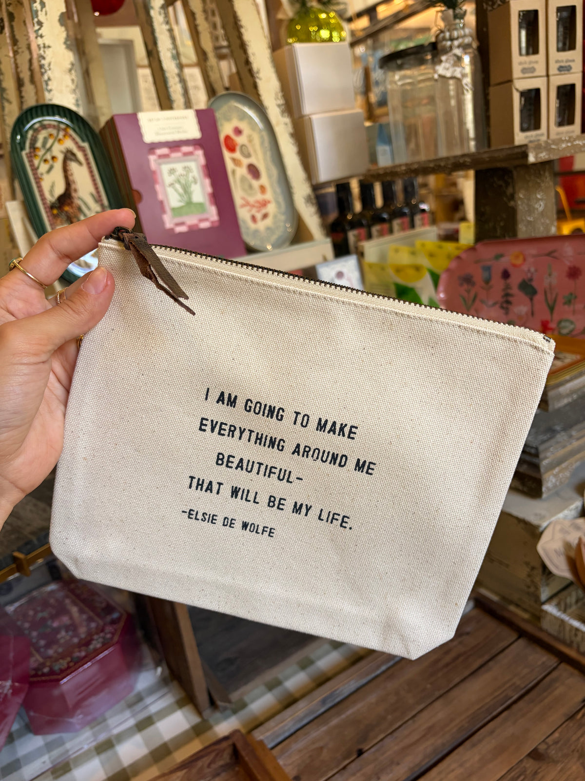 Canvas Zip Pouch w/ quote