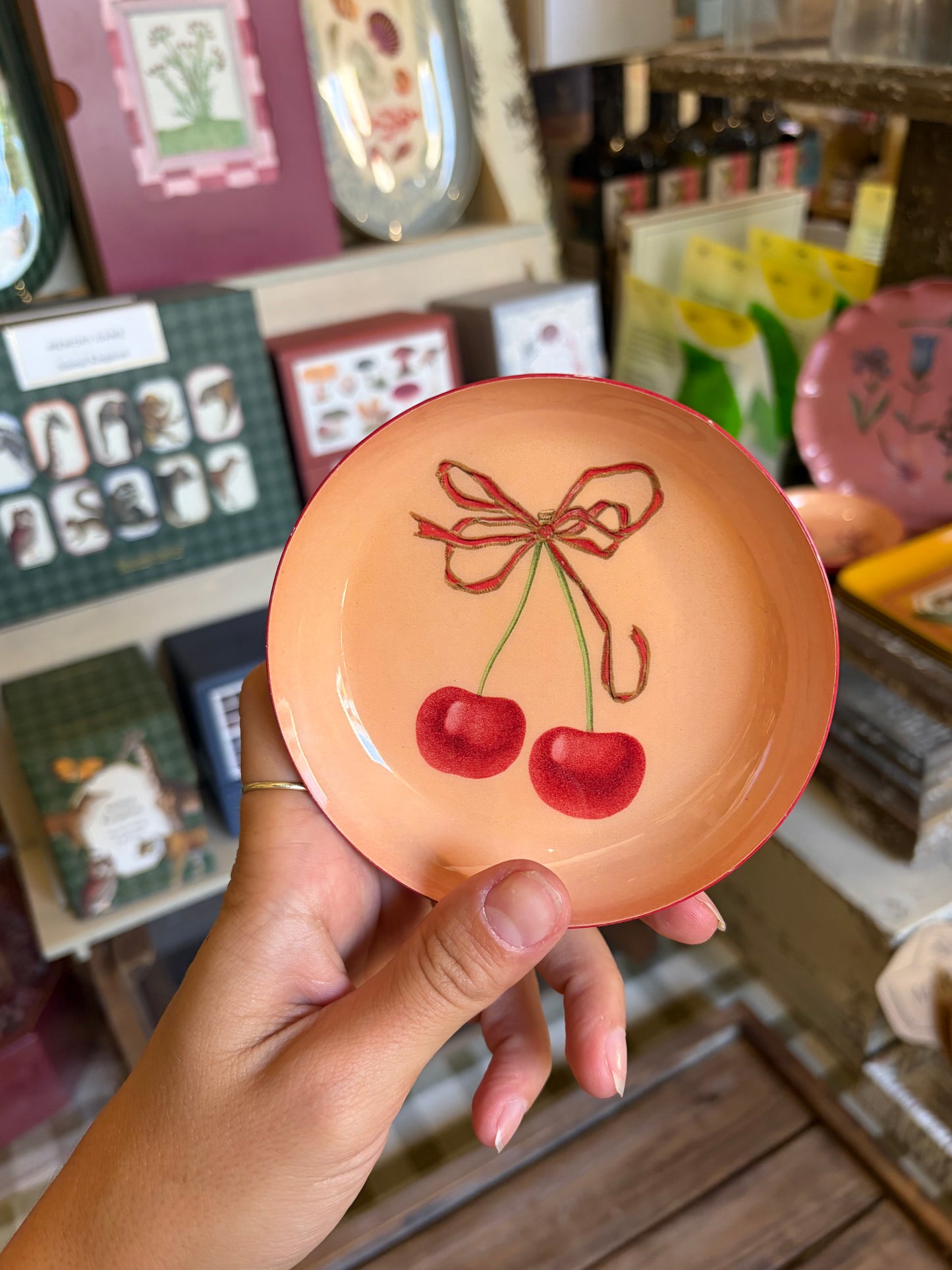 Round Enamel Tray - Cherries