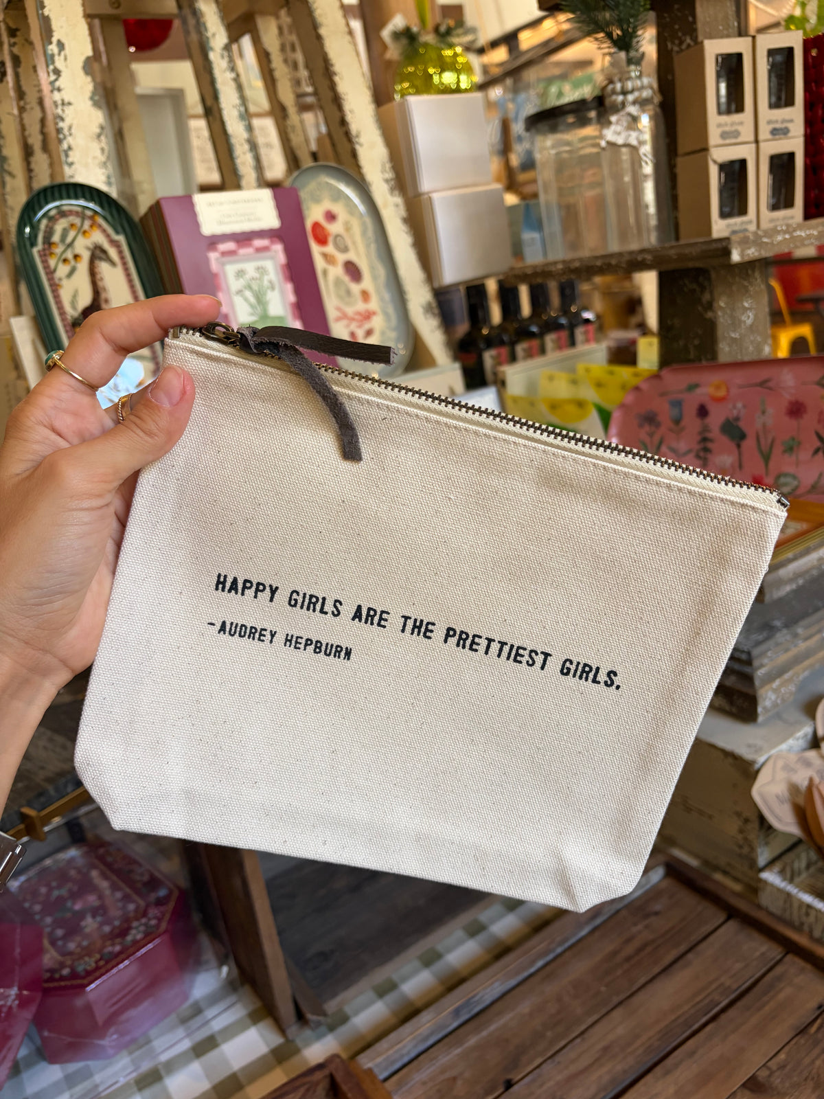 Canvas Zip Pouch w/ quote