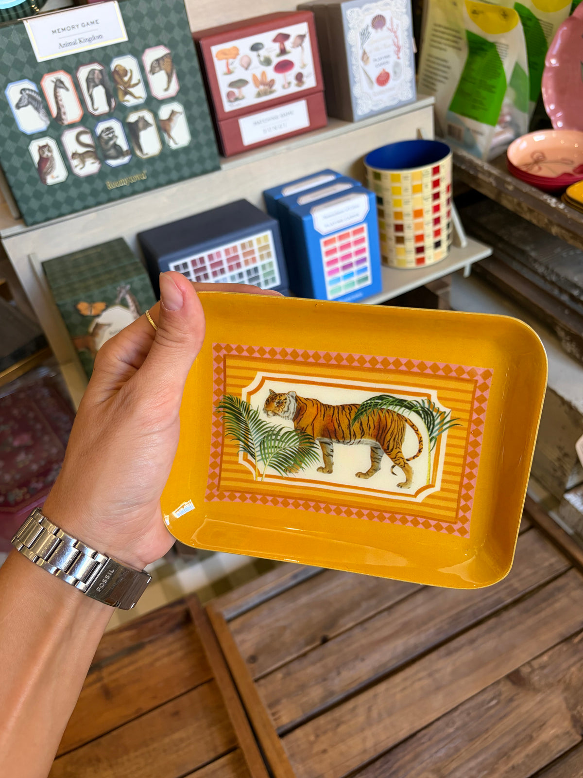 Rectangular Enamel Tray - Tiger