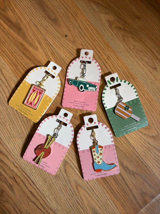 Bag Charm / Keychain - hand painted enamel