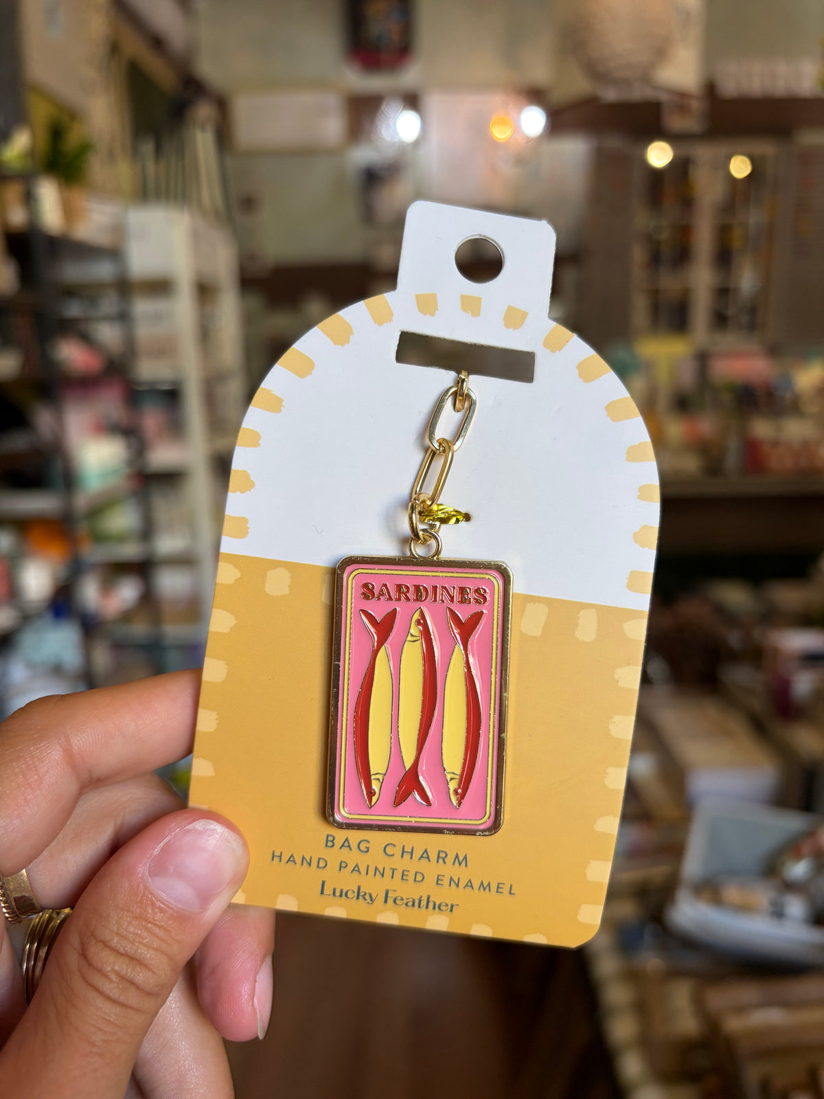 Bag Charm / Keychain - hand painted enamel