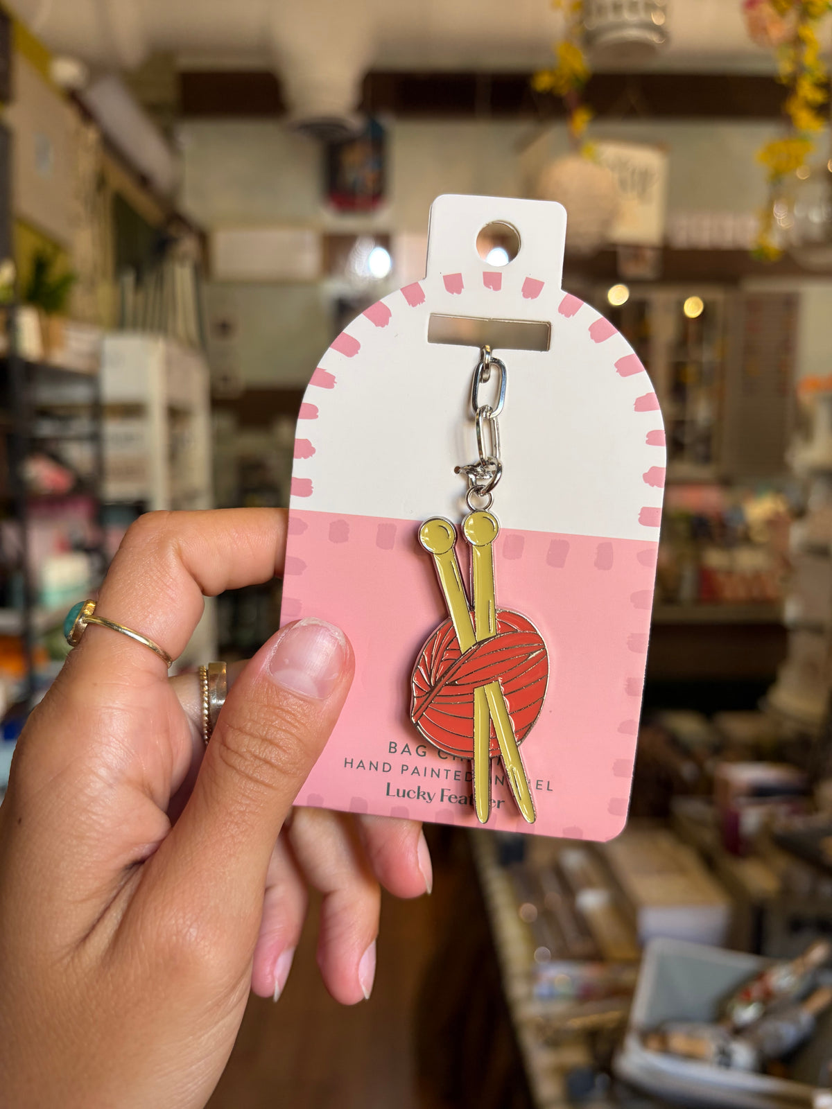Bag Charm / Keychain - hand painted enamel