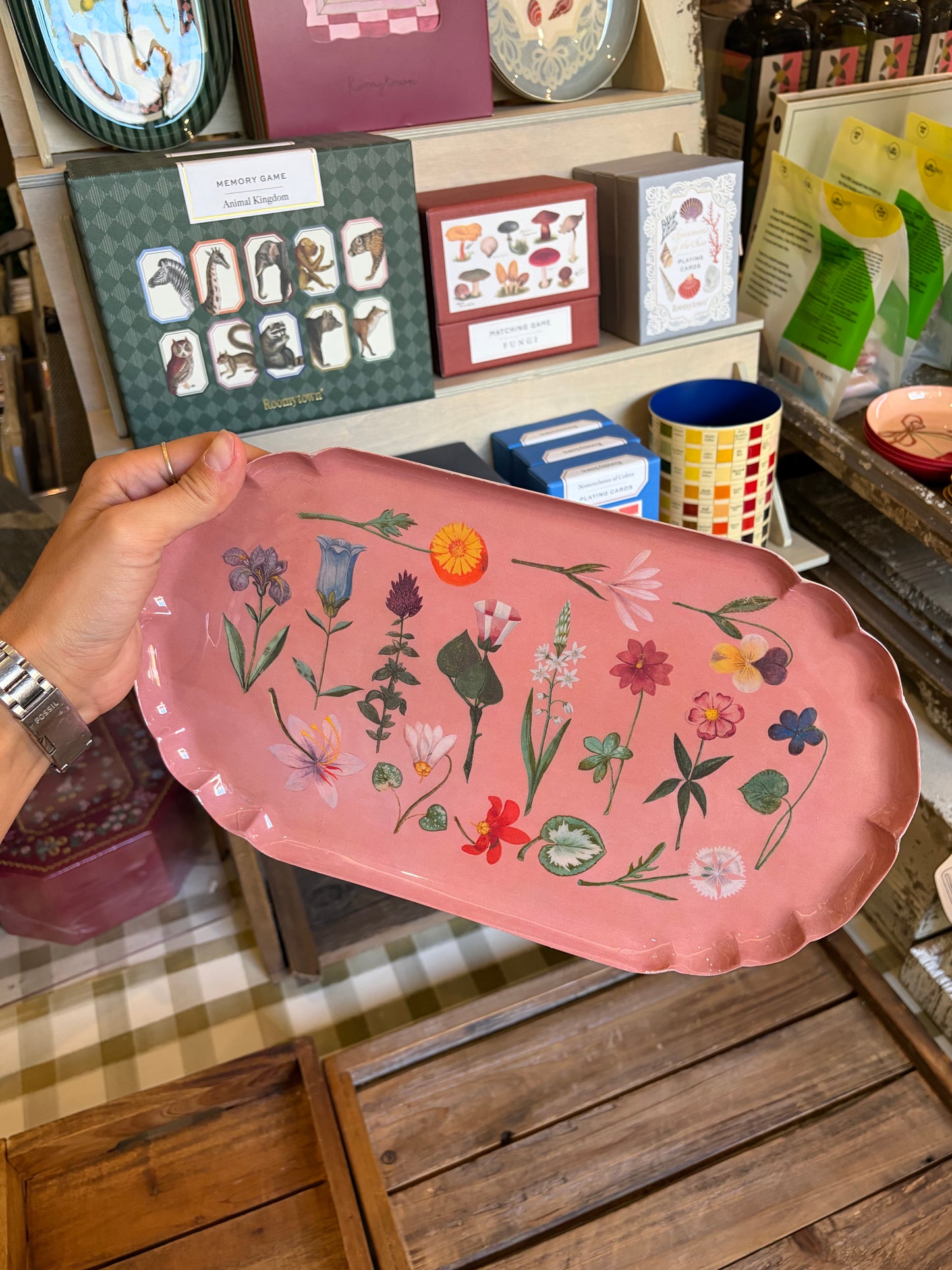 Scalloped Enamel Tray - Festival of Flowers