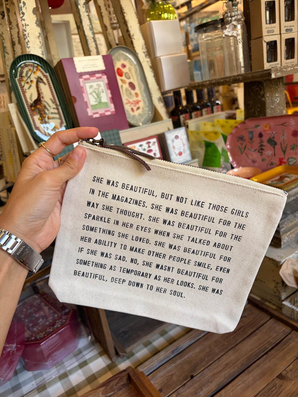 Canvas Zip Pouch w/ quote