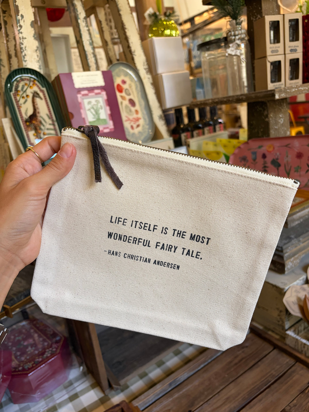 Canvas Zip Pouch w/ quote