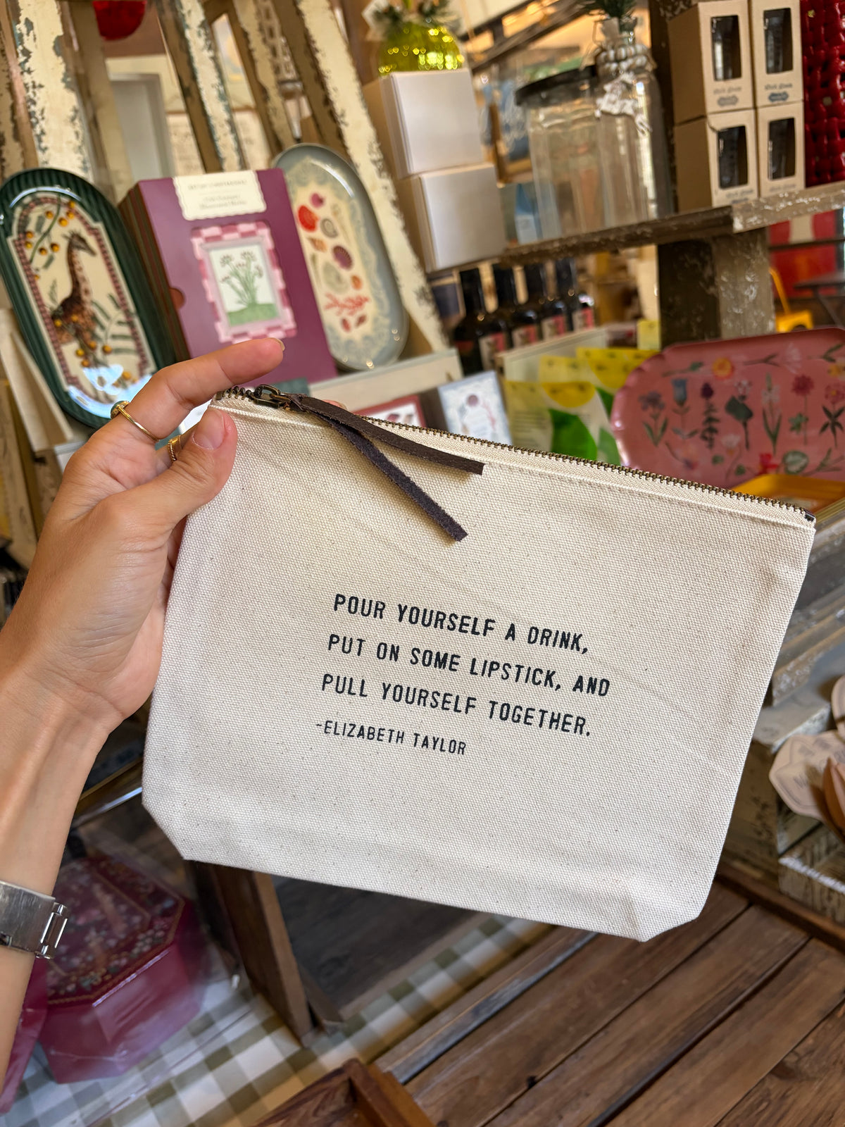 Canvas Zip Pouch w/ quote