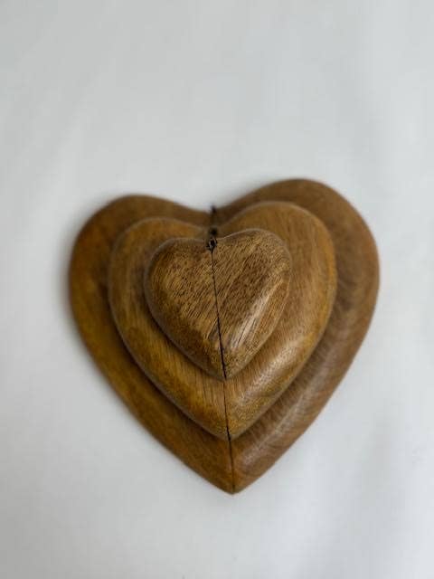Wooden Heart Shaped Ring Box