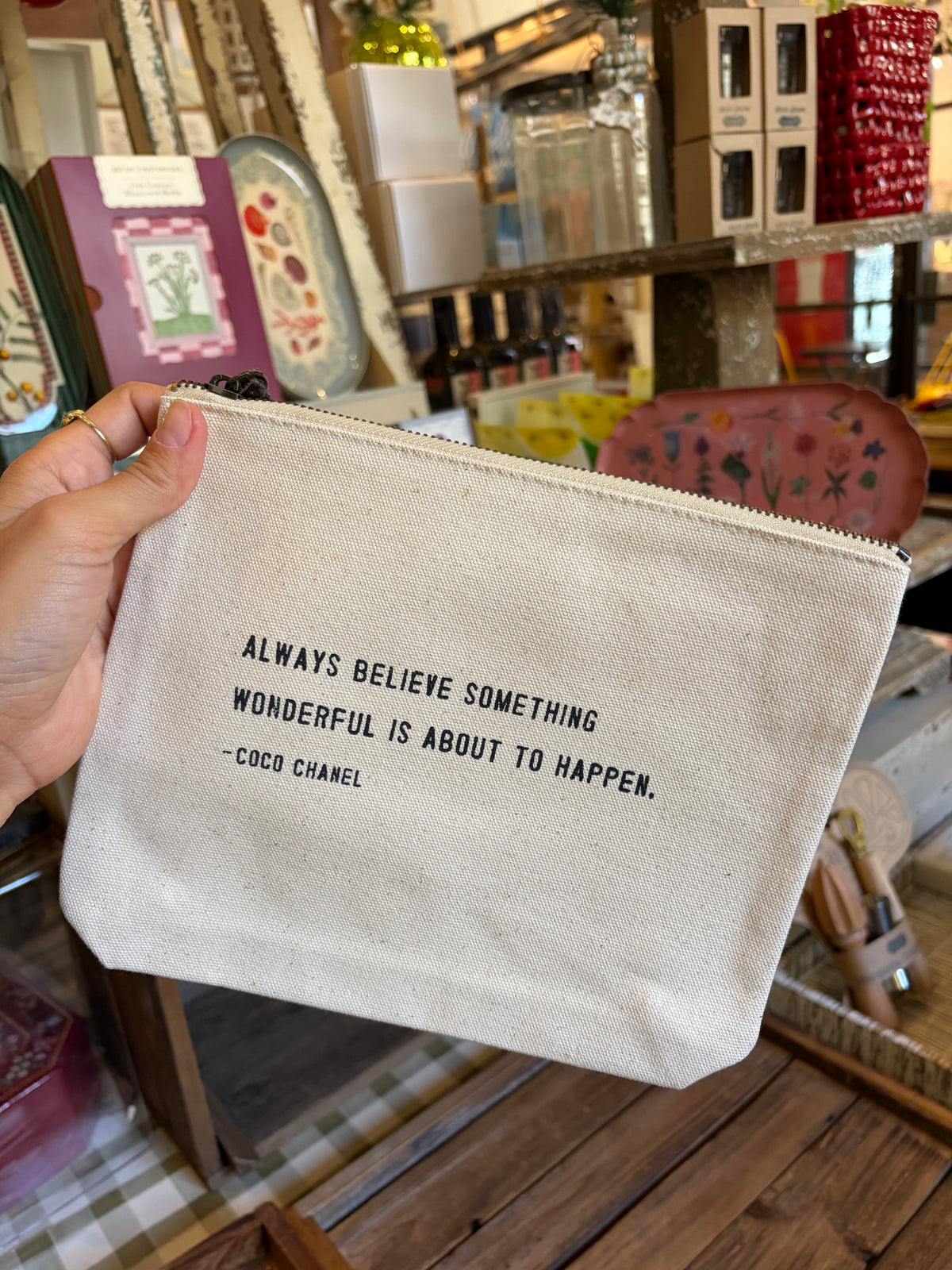 Canvas Zip Pouch w/ quote