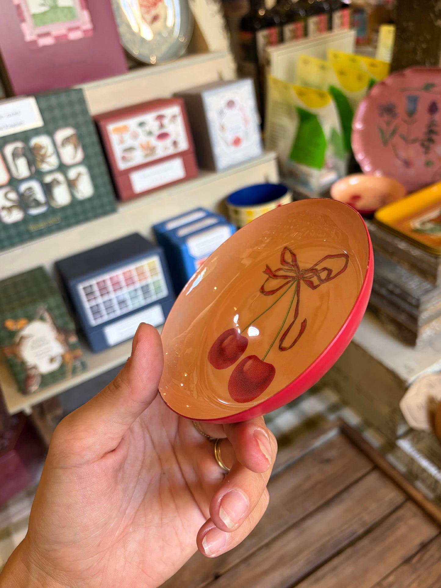 Round Enamel Tray - Cherries