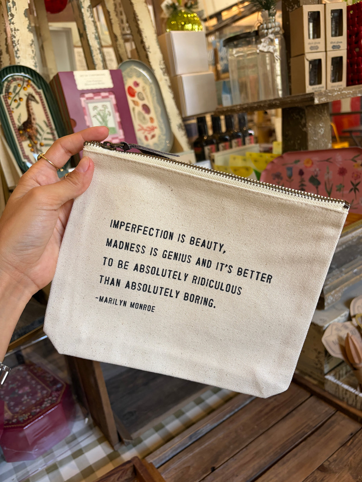 Canvas Zip Pouch w/ quote