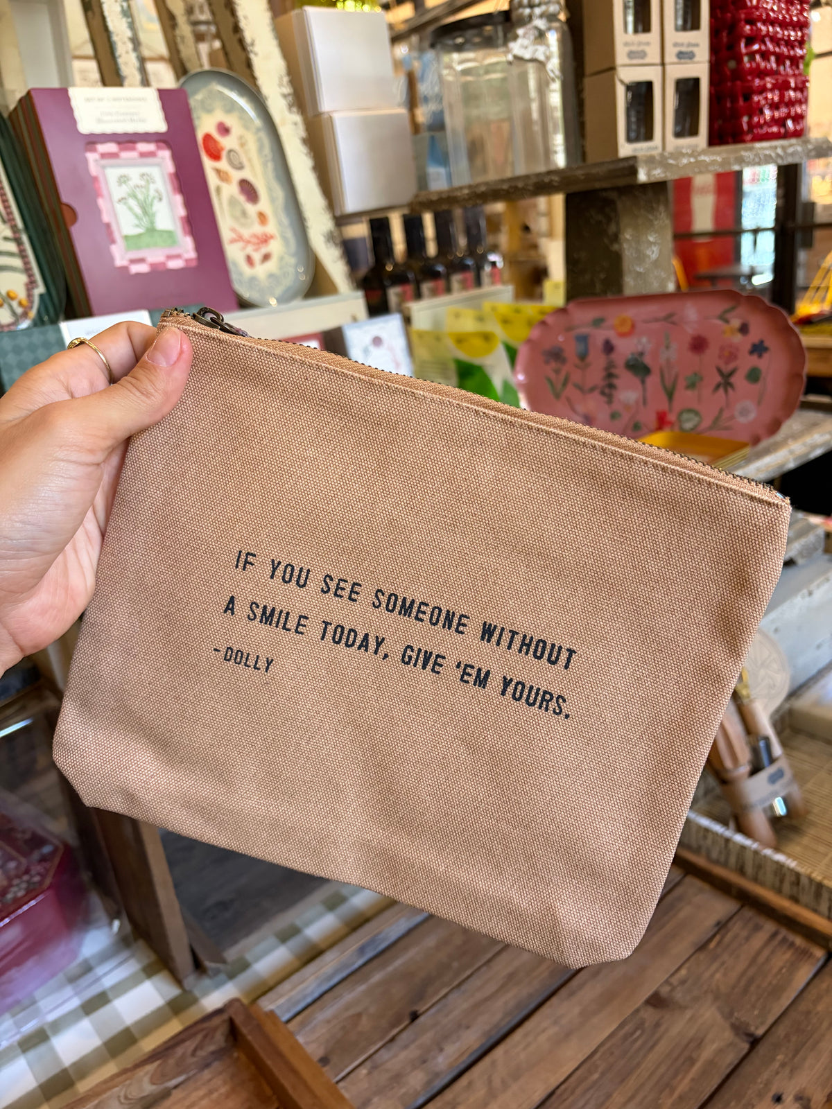 Canvas Zip Pouch w/ quote