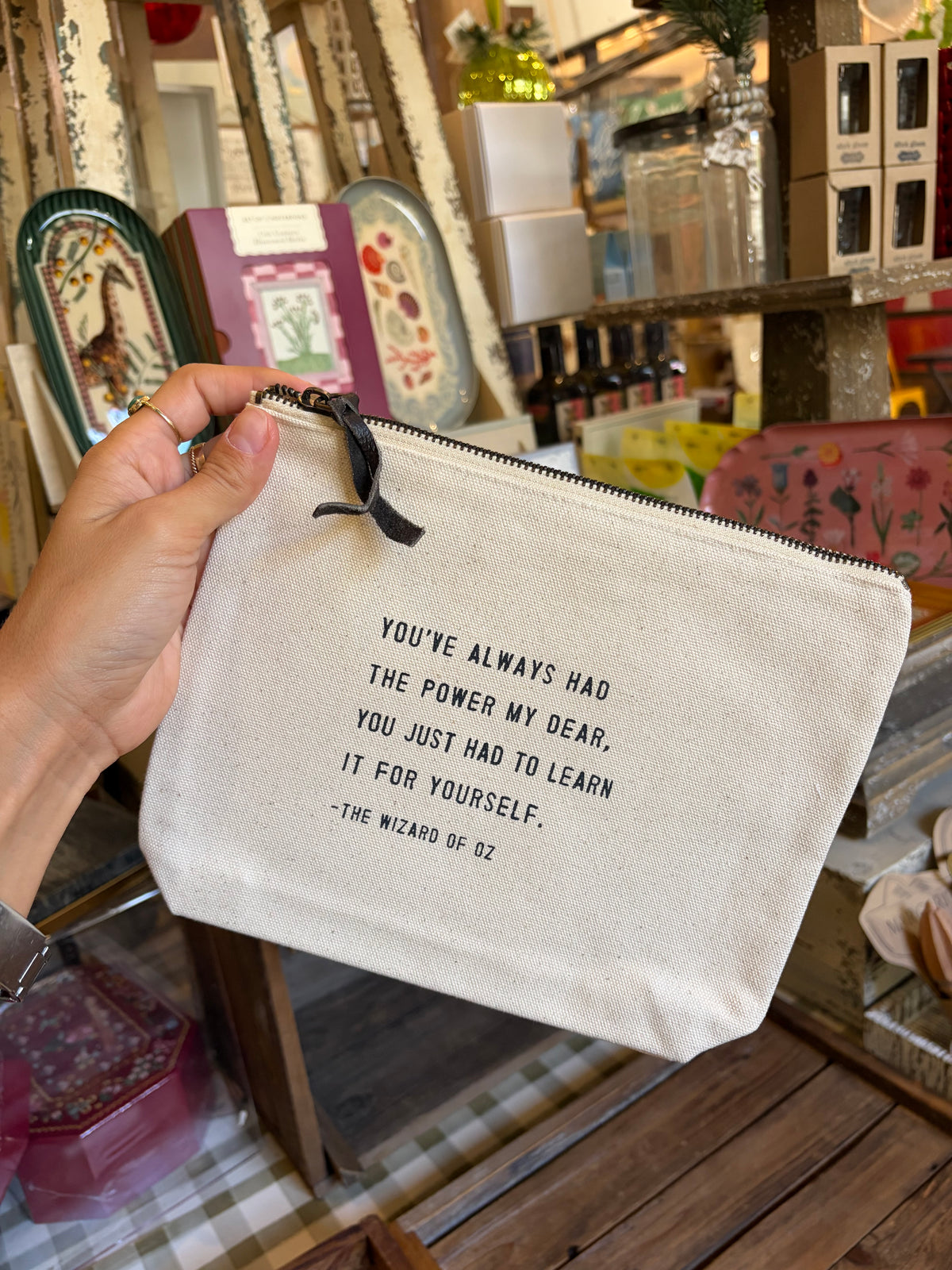 Canvas Zip Pouch w/ quote