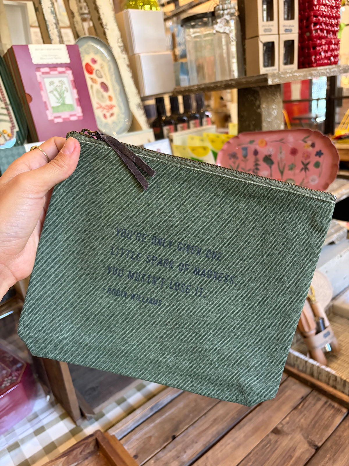 Canvas Zip Pouch w/ quote