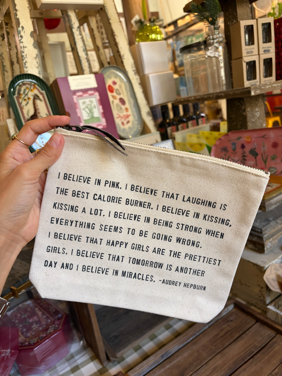 Canvas Zip Pouch w/ quote