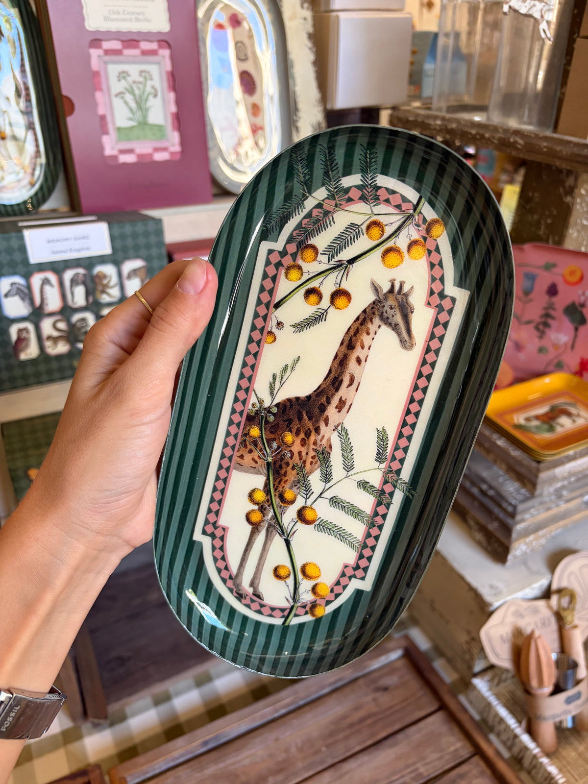 Oval Enamel Tray - Giraffe