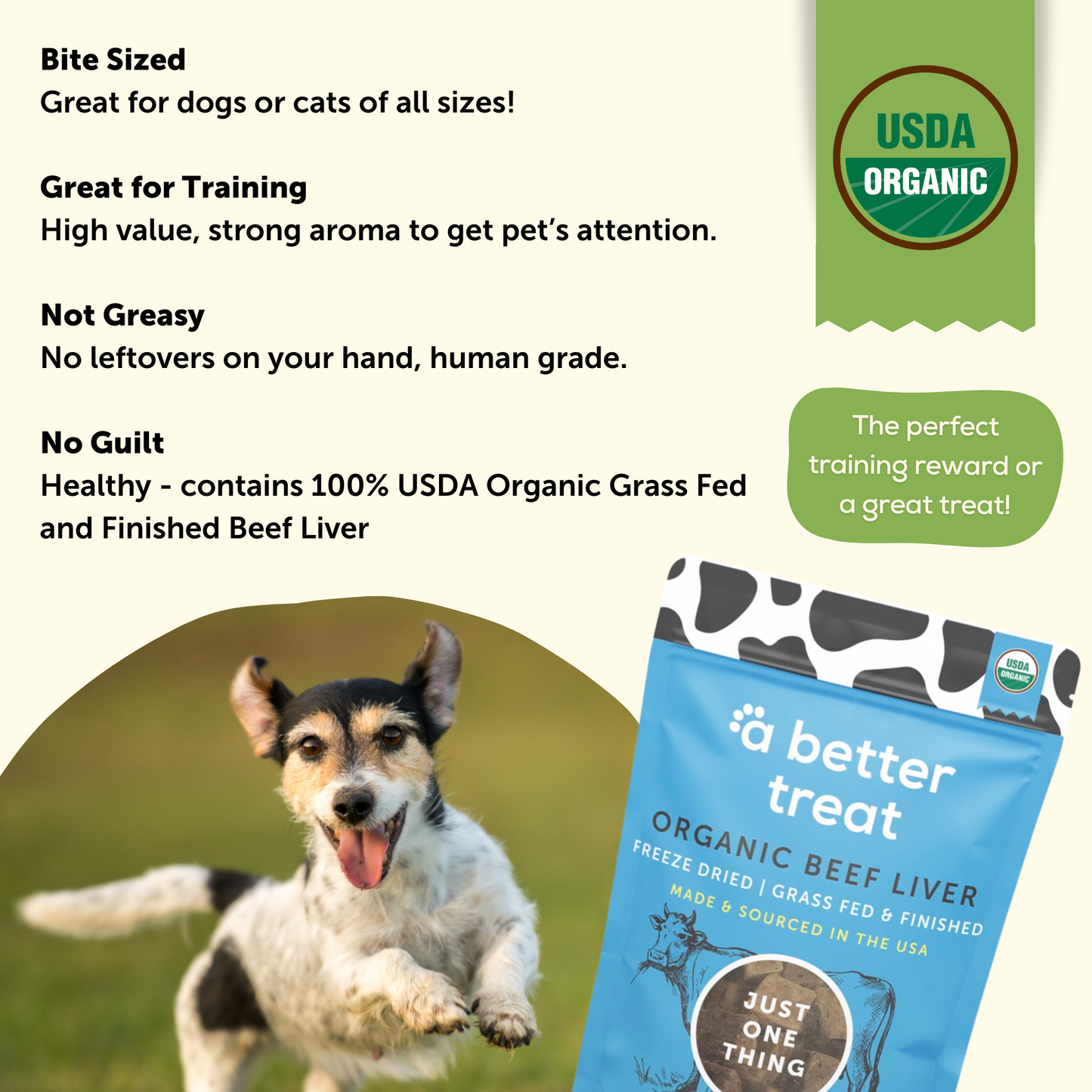 Organic Freeze Dried 100% Grass Fed Beef Dog and Cat Treats